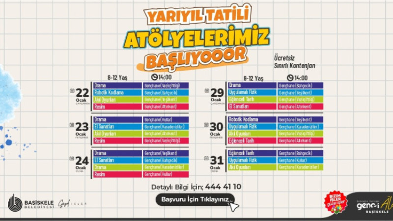 YARIYIL TATİLİNDE BAŞİSKELELİ ÇOCUKLAR YİNE ATÖLYELERDE OLACAK   